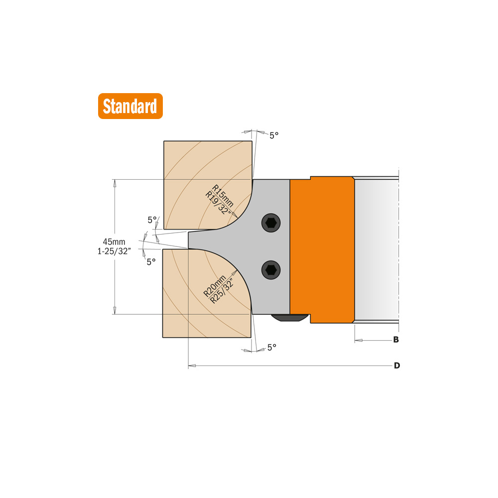 CMT Zaobľovacia frézovacia hlava konvex-konkáv - D=121 I=34,8 F=35 RPM=6300-10500