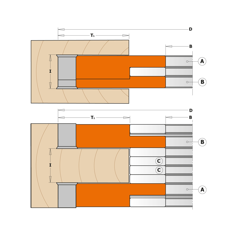 CMT Nastaviteľná drážkovacia frézovacia hlava - D=170 I=20-39 F=35 RPM=4400-7400