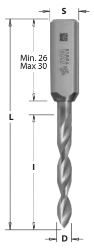 Kolíkovací vrták priechodný (D=8 mm; l=35 mm; L=70 mm; S=10x26 mm) RH