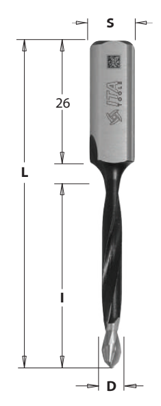 Kolíkovací vrták priechodný (D=10 mm; l=35 mm; L=70 mm; S=10x26 mm) LH
