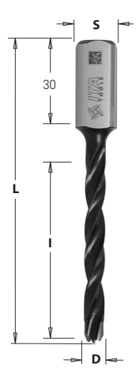 Kolíkovací vrták nepriechodný (D=6,5 mm; l=35 mm; L=70 mm; S=10x30 mm) LH