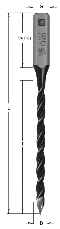 Kolíkovací vrták priechodný (D=6 mm; l=70 mm; L=115 mm; S=10x30 mm) RH