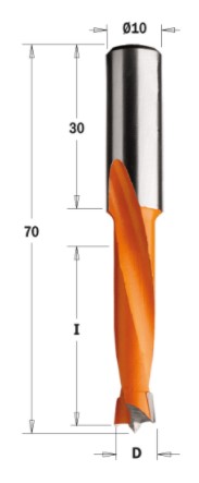 Kolíkový vrták, nepriechodný (D=5 mm; I=43 mm; L=70 mm; Z2) LH