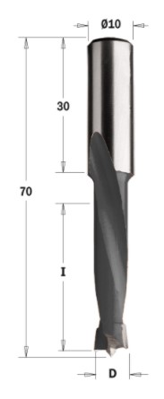 Kolíkový vrták, nepriechodný (D=6,4 mm; I=43 mm; L=70 mm; Z2) RH