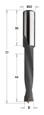Kolíkový vrták, nepriechodný (D=7 mm; I=44 mm; L=77 mm; Z2) RH