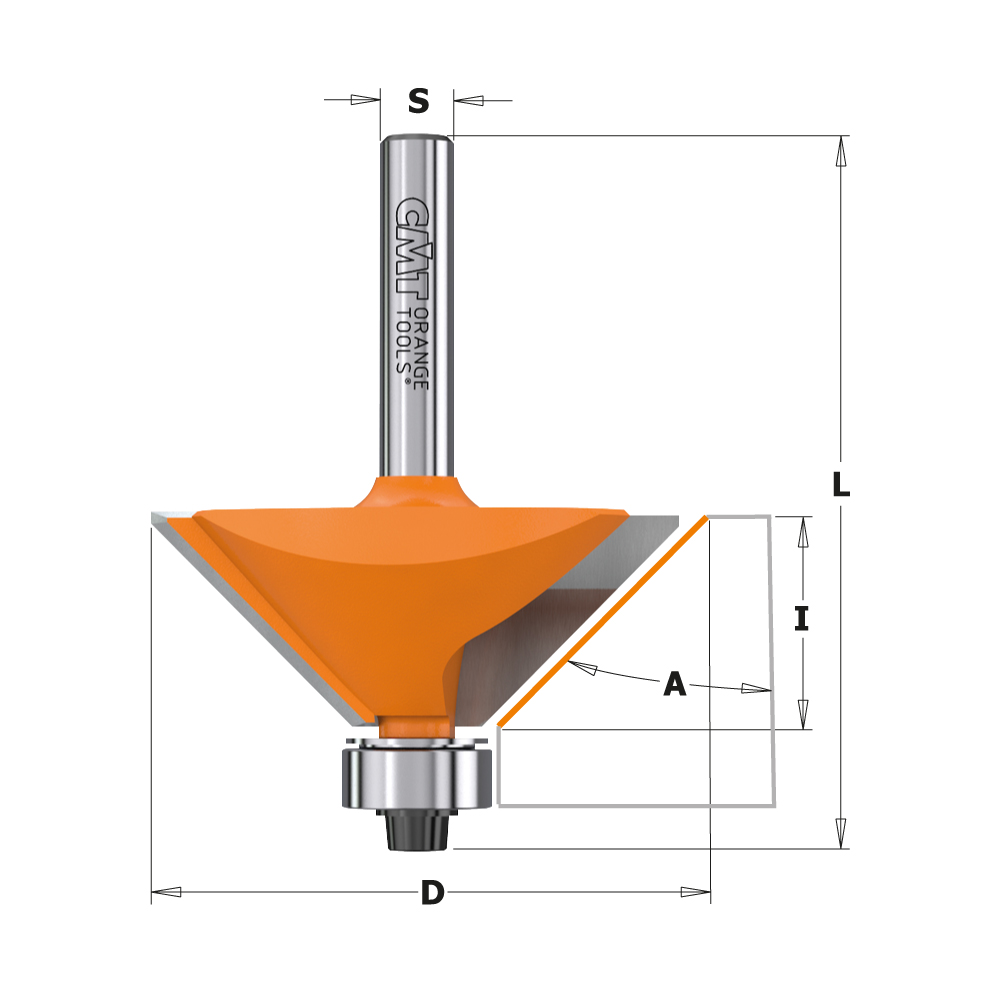 CMT - Fazetová fréza (D=19; l=11,5; L=54,9; a15°; S=6; RH)